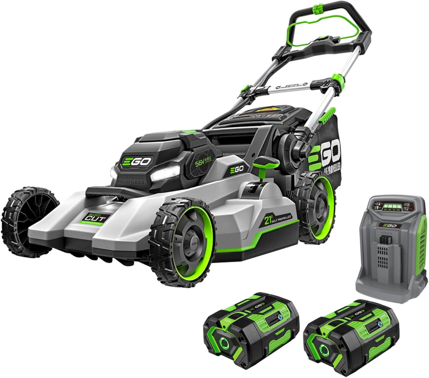 EGO POWER+ Electric Lawn Mower – Self-Propelled, Cordless, Dual 56V Batteries & Rapid Charger