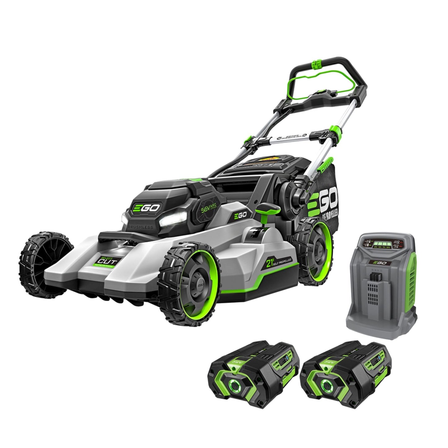 EGO POWER+ Electric Lawn Mower – Self-Propelled, Cordless, Dual 56V Batteries & Rapid Charger