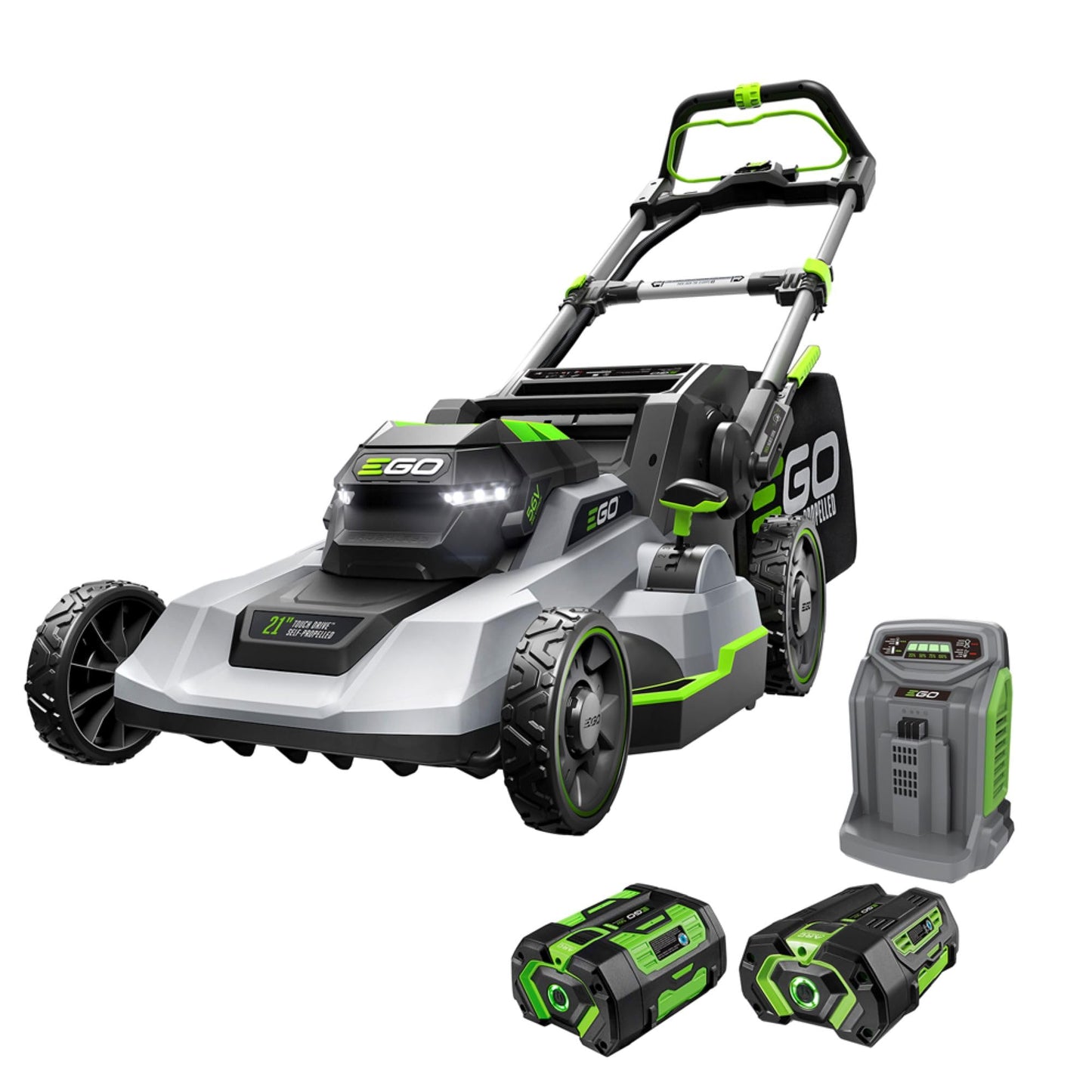 EGO POWER+ Electric Lawn Mower – Self-Propelled, Cordless, Dual 56V Batteries & Rapid Charger