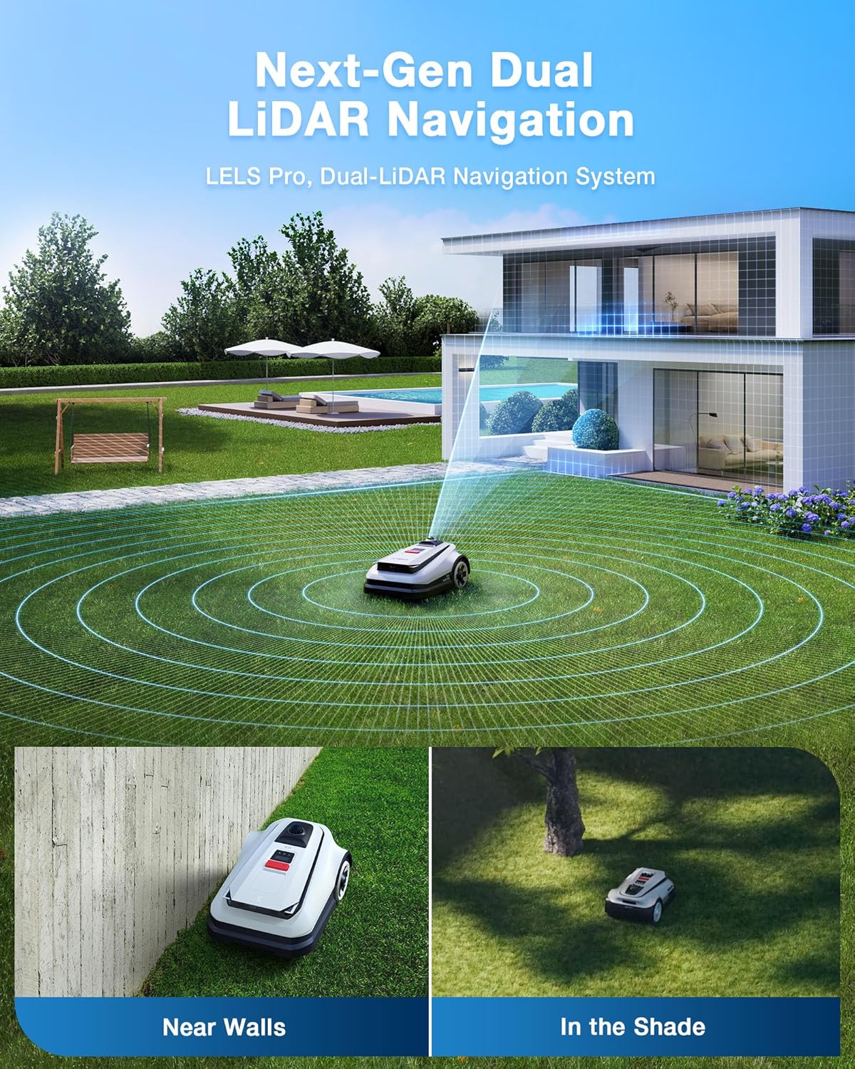 ECOVACS Goat A3000 Robot Lawn Mower – Dual-LiDAR, 0.75 Acre, 13” Cutting, Smart Edge Mowing