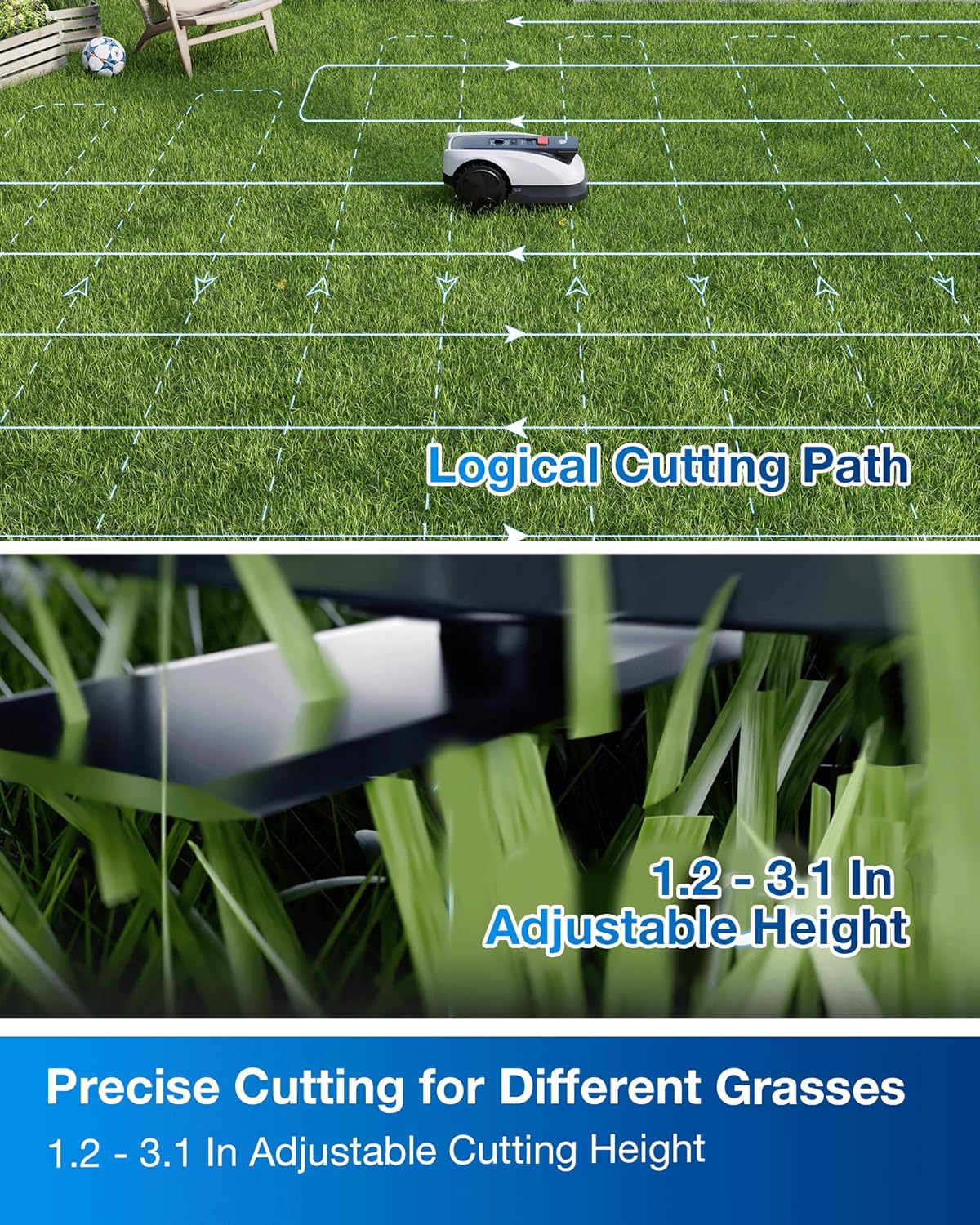 ECOVACS Goat O1000 RTK Robot Lawn Mower – Wire-Free, 0.25 Acre, 3D Obstacle Avoidance, App Control