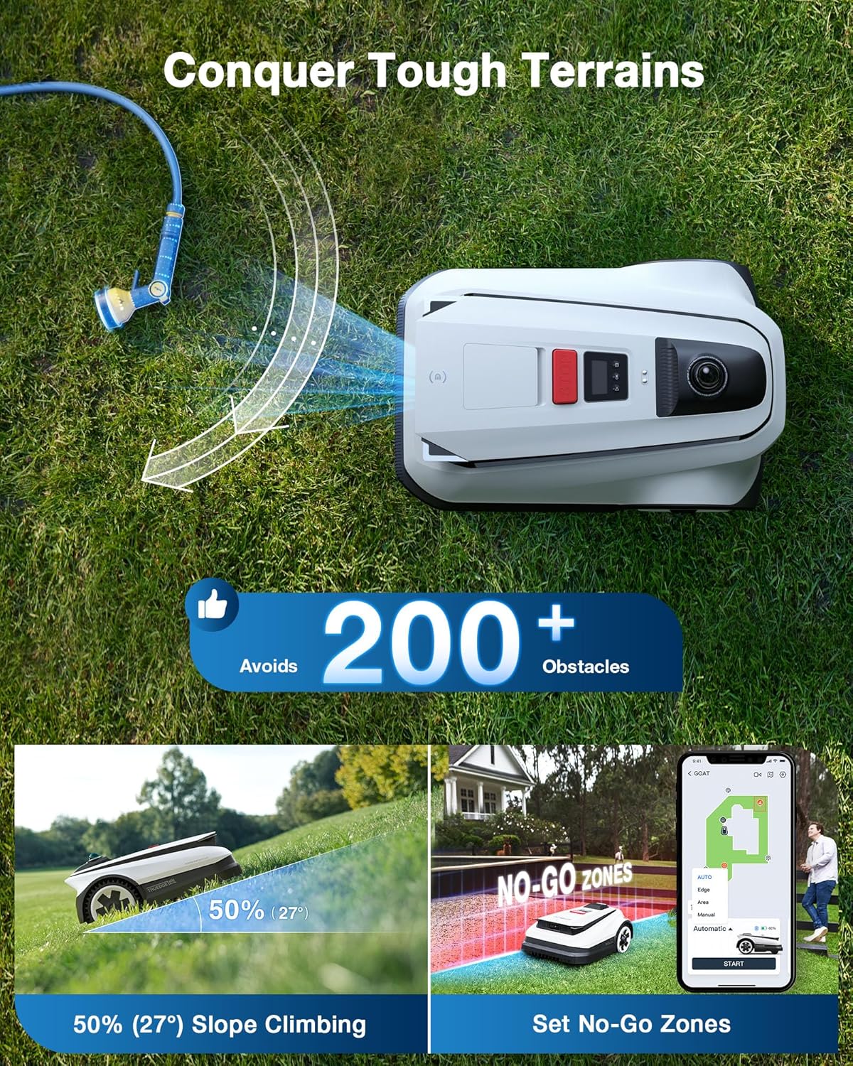 ECOVACS Goat A3000 Robot Lawn Mower – Dual-LiDAR, 0.75 Acre, 13” Cutting, Smart Edge Mowing